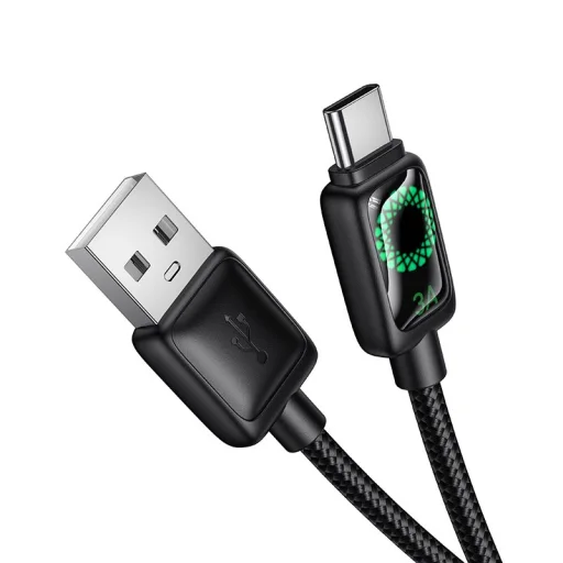 USB A-ról USB C-re LCD kijelzős kábel Hoco 3A 1,2 m fekete - 2