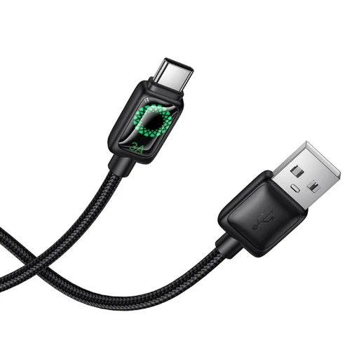 USB A-ról USB C-re LCD kijelzős kábel Hoco 3A 1,2 m fekete - 4
