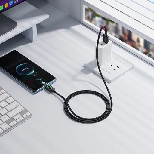 USB A-ról USB C-re LCD kijelzős kábel Hoco 3A 1,2 m fekete - 7