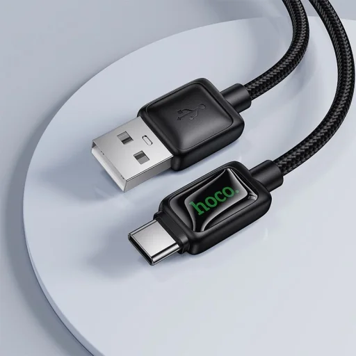 USB A-ról USB C-re LCD kijelzős kábel Hoco 3A 1,2 m fekete - 8