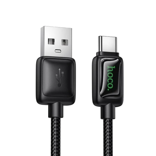 USB A-ról USB C-re LCD kijelzős kábel Hoco 3A 1,2 m fekete - 1