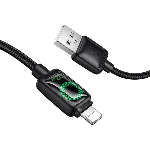 Hoco U146 2,4A 1,2 m LCD kijelzős USB A - Lightning kábel fekete - 3