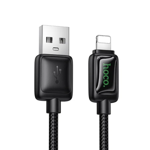 Hoco U146 2,4A 1,2 m LCD kijelzős USB A - Lightning kábel fekete - 1