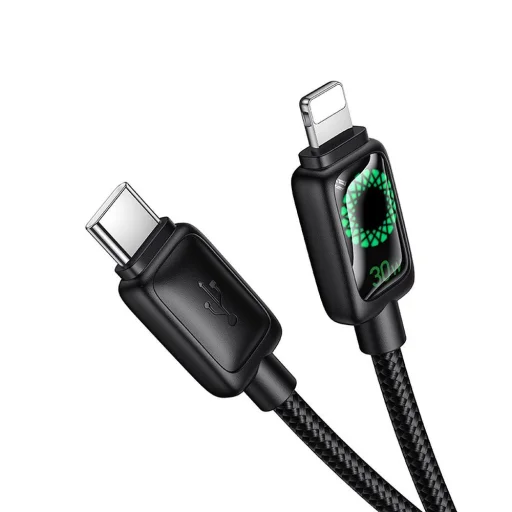 Hoco PD 30W 1,2 m USB C - Lightning kábel LCD-vel fekete - 2