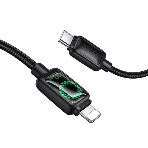 Hoco PD 30W 1,2 m USB C - Lightning kábel LCD-vel fekete - 3