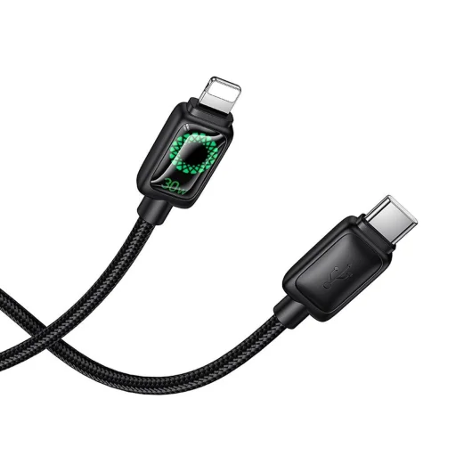 Hoco PD 30W 1,2 m USB C - Lightning kábel LCD-vel fekete - 4