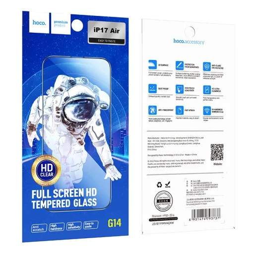 iPhone 17 Air üvegfólia Hoco HD 5D Guardian shield fekete 10 darab - 9