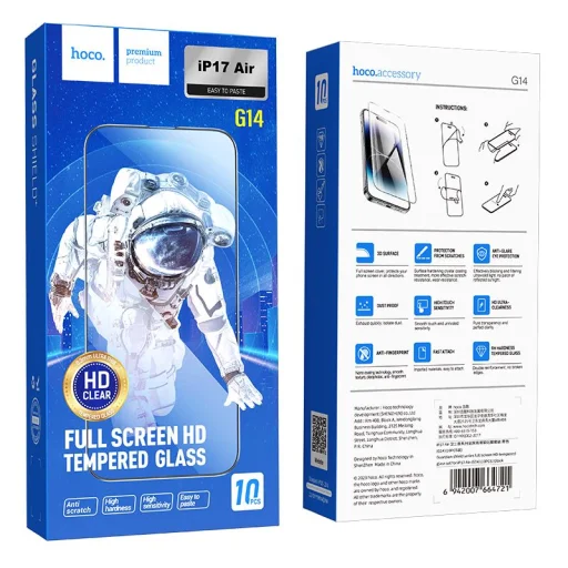 iPhone 17 Air üvegfólia Hoco HD 5D Guardian shield fekete 10 darab - 10