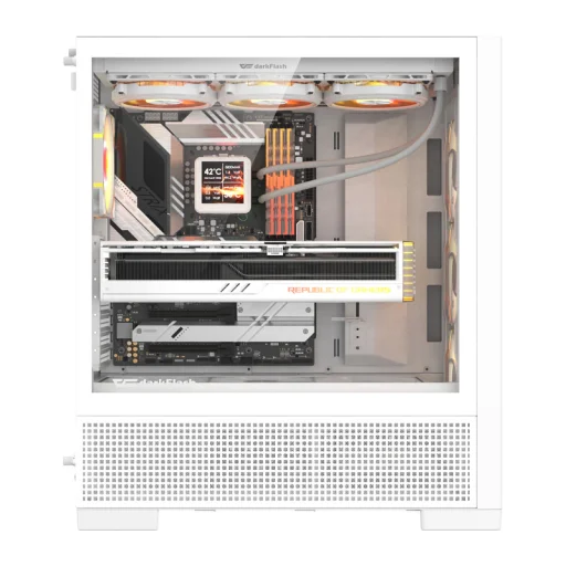 DarkFlash AIRNOVA számítógép ház Fehér (+3 ventilátor) - 2