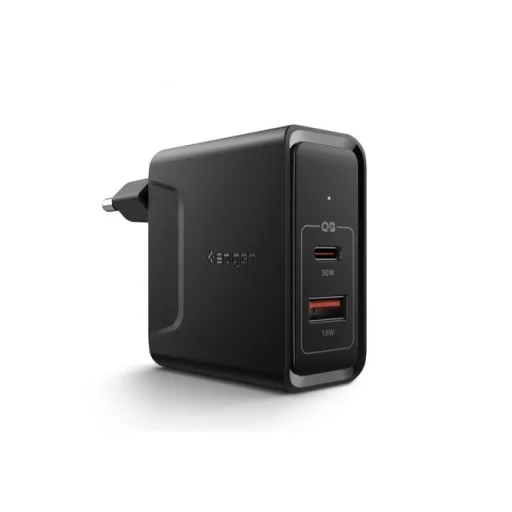 SPIGEN F211 POWERARC HÁLÓZATI TÖLTŐ ADAPTER 2xUSB PD30W/QC3.0 FEKETE - 2