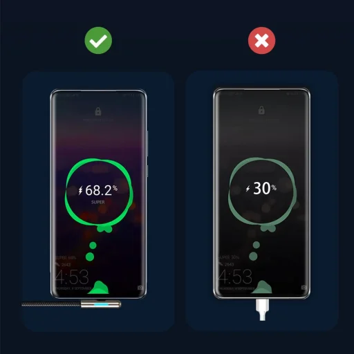 Baseus Iridescent Lamp HW gyorstöltő kábel USB Type-C 40W 1m piros - 9