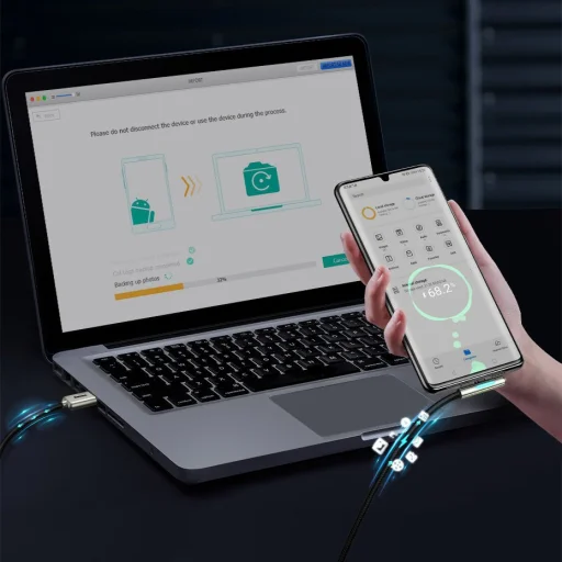 Baseus Iridescent Lamp HW gyorstöltő kábel USB Type-C 40W 1m piros - 19