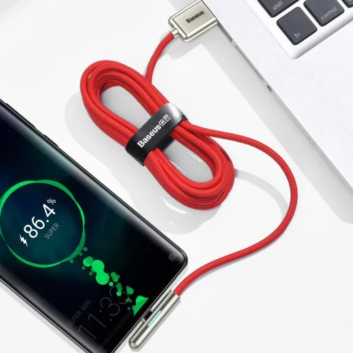 Baseus Iridescent Lamp HW gyorstöltő kábel USB Type-C 40W 1m piros - 20