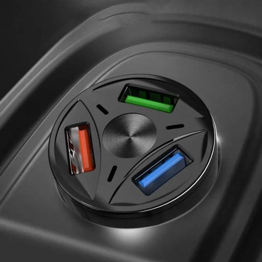 KAKU Univerzális autós töltő 20W 4,8A QC3.0 3xUSB + Micro USB kábel fekete (KSC-493) - 4