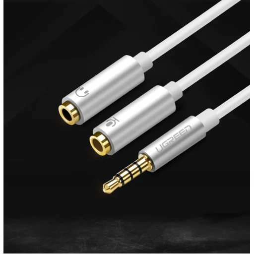 UGREEN AV141 3.5mm adapter audio és mikrofon jel - 1x 3.5mm aduio jack 20Cm fehér - 2