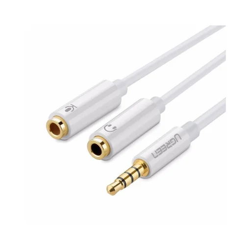 UGREEN AV141 3.5mm adapter audio és mikrofon jel - 1x 3.5mm aduio jack 20Cm fehér - 1