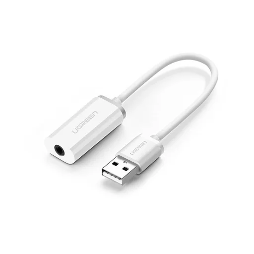 UGREEN US206 Audio átalakító, adapter USB - Mini audio Jack 3.5mm AUX fehér - 1