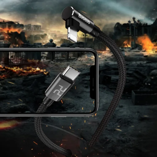 Baseus MVP 90 fokban döntött USB Type-C/Lightning kábel PD 18W 2m piros (CATLMVP-A09) - 7