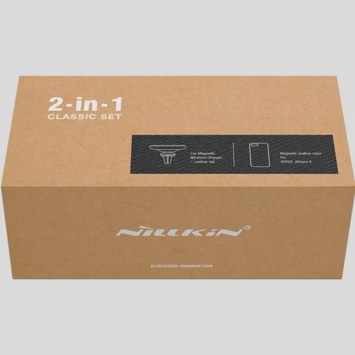 Nillkin 2in1 szett, Mágneses autós telefontartó és vezeték nélküli Qi töltő MC016 + iPhone X tok barna - 11