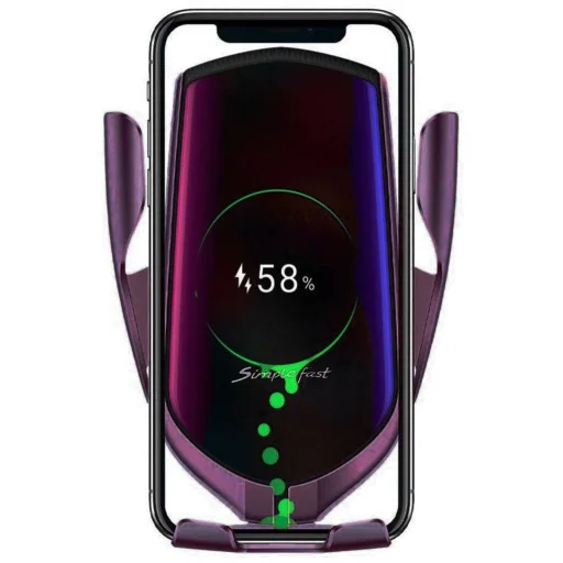 Univerzális R1 automata autós telefontartó és vezeték nélküli 10 W Qi töltő lila - 13