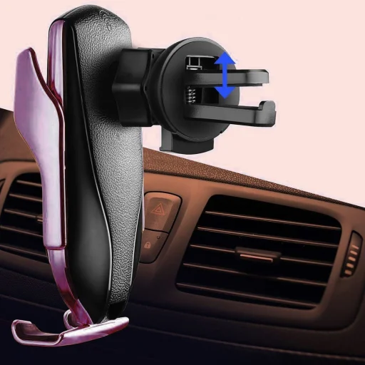 Univerzális R1 automata autós telefontartó és vezeték nélküli 10 W Qi töltő lila - 15