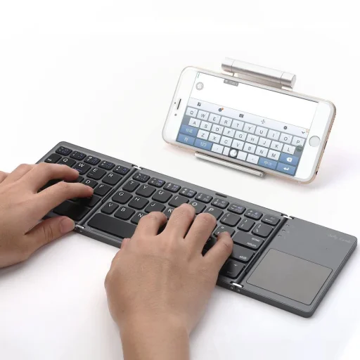 Bluetooth ENG kiosztással vezeték nélküli billentyűzet összehajtható fekete - 3