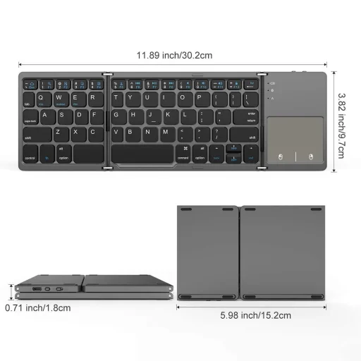 Bluetooth ENG kiosztással vezeték nélküli billentyűzet összehajtható fekete - 7