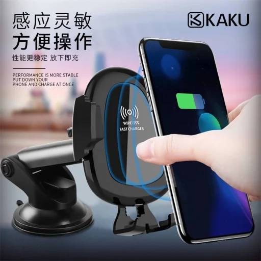 KAKU Jiete Univerzális autós telefontartó 10W Vezeték nélküli Qi töltéssel (KSC-086) fekete - 4