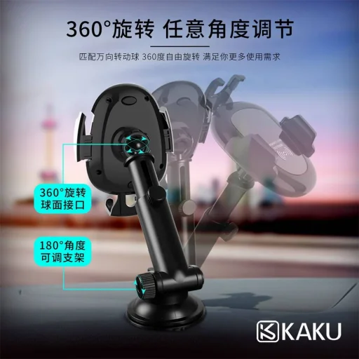 KAKU Jiete Univerzális autós telefontartó 10W Vezeték nélküli Qi töltéssel (KSC-086) fekete - 8