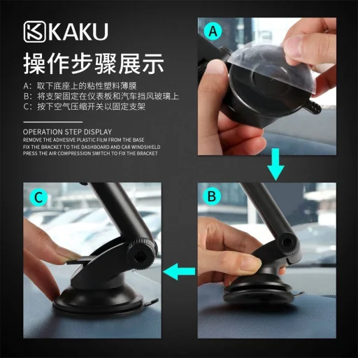 KAKU Jiete Univerzális autós telefontartó 10W Vezeték nélküli Qi töltéssel (KSC-086) fekete - 10