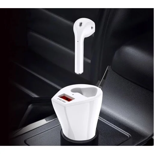 KAKU KSC-222 DENGTA Szivargyújtós töltő vezeték nélküli fülhallgató aljzattal fehér - 3