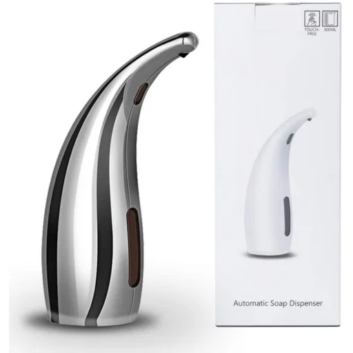 Automata érintés mentes szappan adagoló 300ml döntött fejjel fém színben - 10