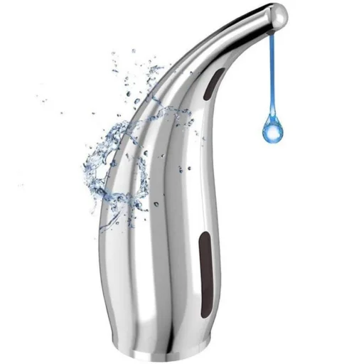 Automata érintés mentes szappan adagoló 300ml döntött fejjel fém színben - 5