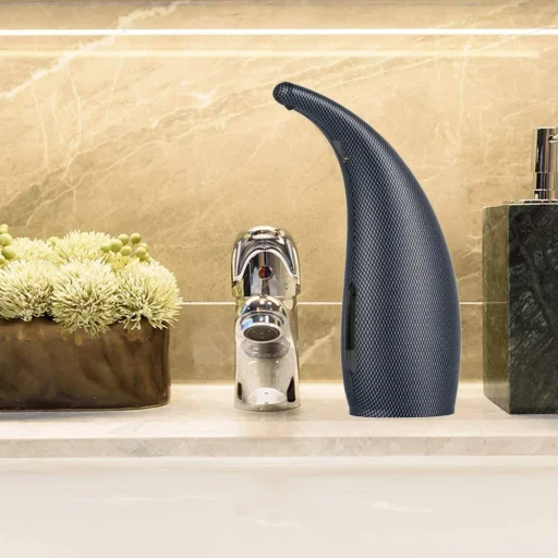 Automata érintés mentes szappan adagoló 300ml döntött fejjel fekete színben - 6