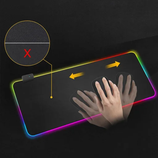 Egérpad RGB LED világítással 73x30cm fekete - 5