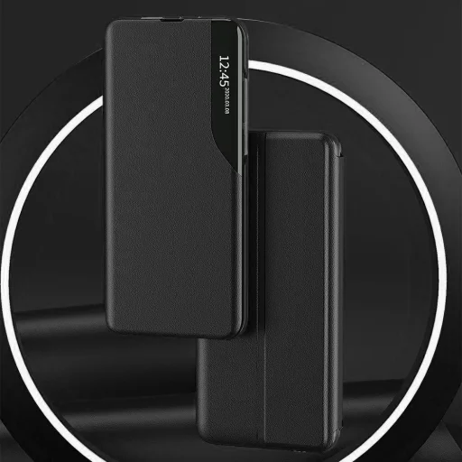 Eco Leather View Case intelligens fliptok SAMSUNG GALAXY A12 fekete - 4