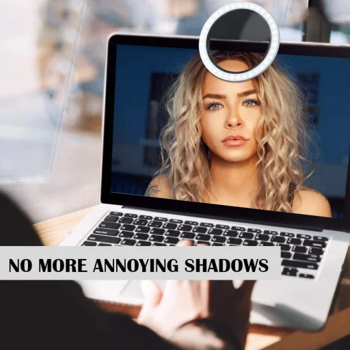 LED Selfie körfény USB, tölthető + Micro USB kábel fekete - 8