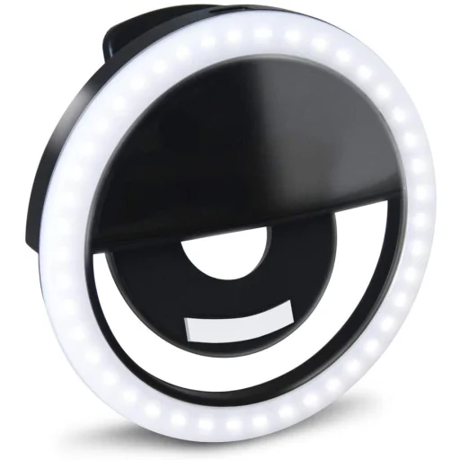 LED Selfie körfény USB, tölthető + Micro USB kábel fekete - 2
