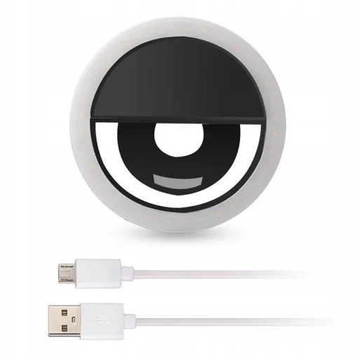 LED Selfie körfény USB, tölthető + Micro USB kábel fekete - 11