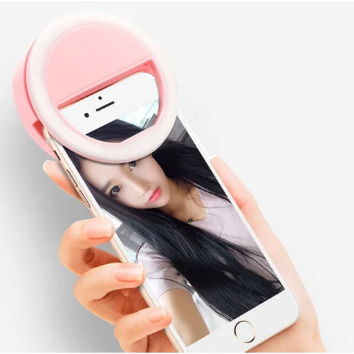 LED Selfie körfény USB, tölthető + Micro USB kábel pink - 7