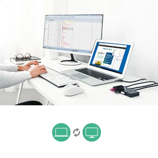 Ugreen 4xUSB 2.0 HUB elosztó, kapcsolóval fekete (30767) - 3