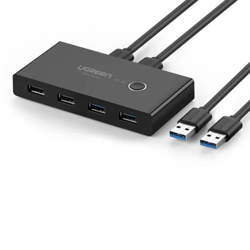 Ugreen 4xUSB 2.0 HUB elosztó, kapcsolóval fekete (30767) - 4