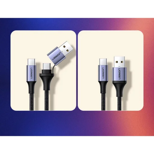 USB Type-C / USB Type-C / USB kábel + adapter 5A QC 3.0 480Mbps 1m fekete Ugreen (70416 US314) - 2