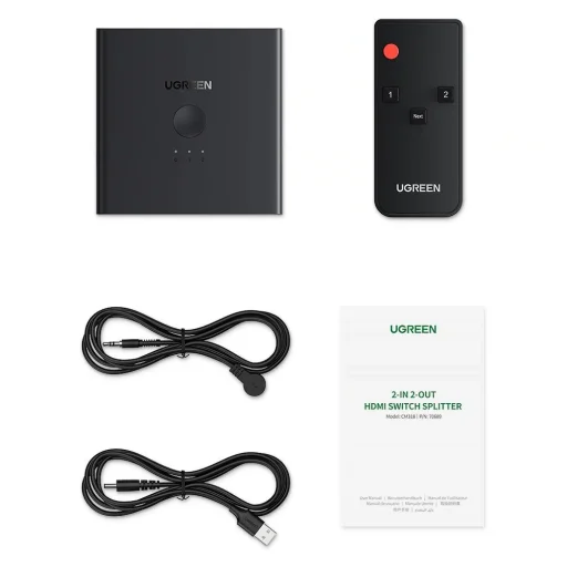 Ugreen HUB 2xHDMI (bemenet) - 2xHDMI (kimenet) elosztó 2.0 CEC 3D HDR 4K 60Hz fekete (70689) - 15