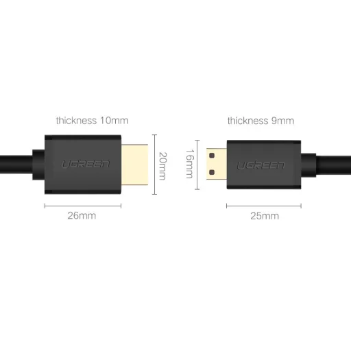 Ugreen HDMI  - mini HDMI kábel 3D Ethernet ARC 1m fekete (HD108 10195) - 17