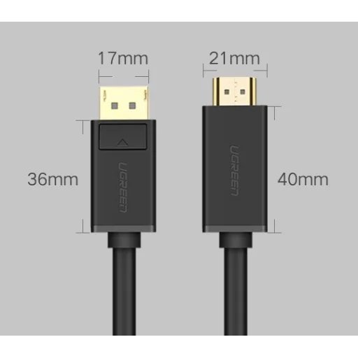 Ugreen HDMI - DisplayPort kábel 4K 30 Hz 28 AWG 1.5 m fekete (DP101 10239) - 21