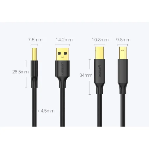 Ugreen US135 USB-A - USB-B nyomtató kábel 1.5m fekete (US135 10350) - 5