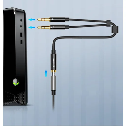 Ugreen 3.5mm elosztó, adapter audio és mikrofon jelre 20Cm fekete (AV140 20899) - 2