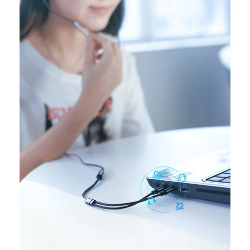 Ugreen 3.5mm elosztó, adapter audio és mikrofon jelre 20Cm fekete (AV140 20899) - 14