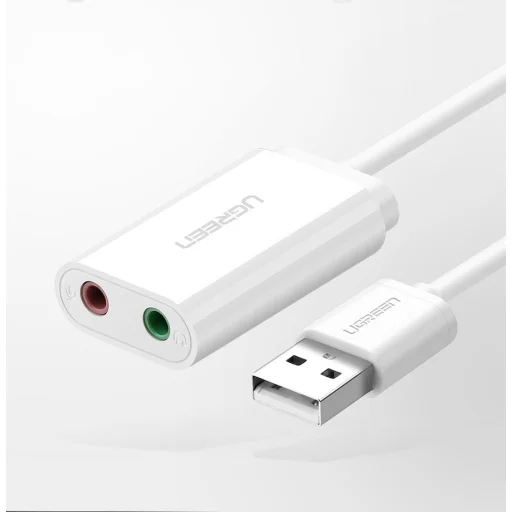 Ugreen USB 2.0 - 3.5mm mini jack külső hangkártya, adapter fehér (US205 30143) - 9